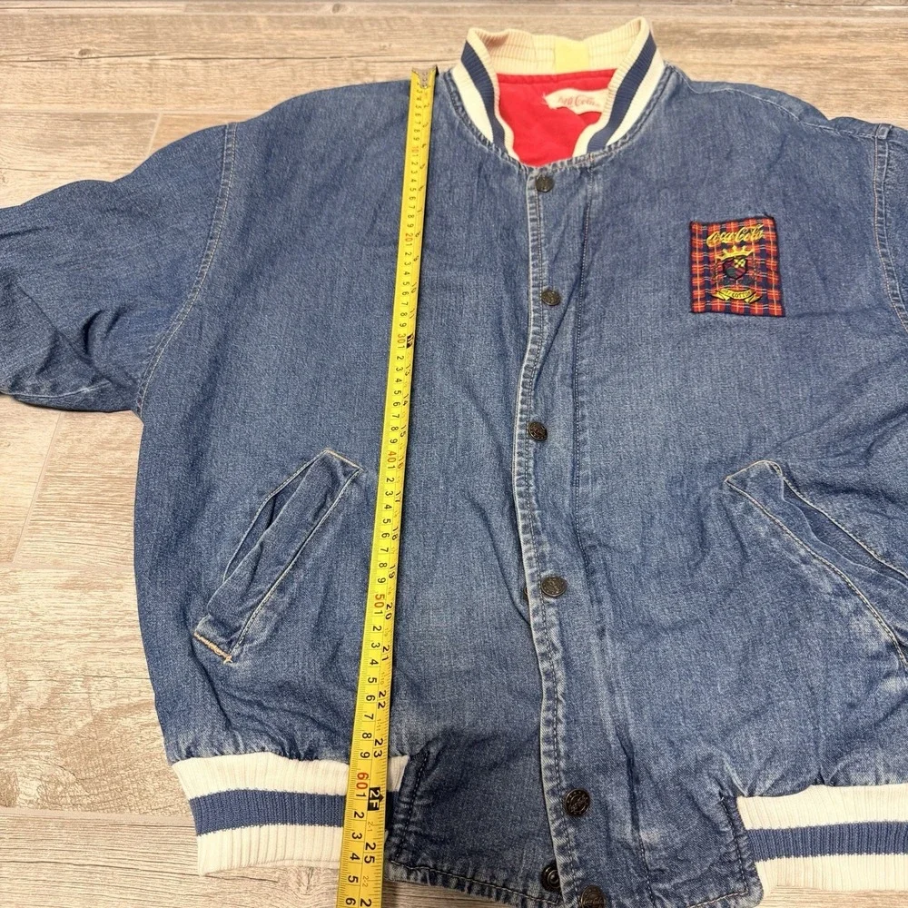 Vintage Super Rare Cococola Denim Bomber Jacket 100%‎ Cotton